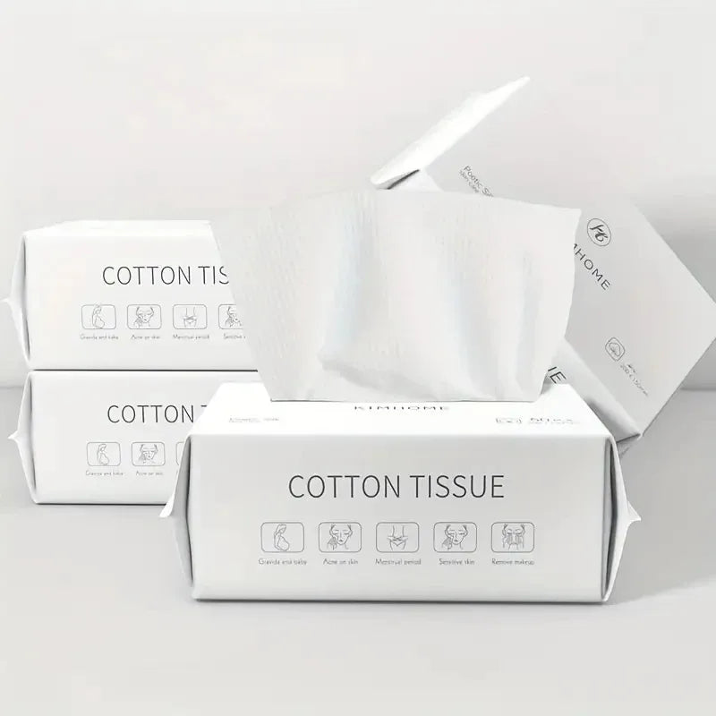 100-Pack Biodegradable Cotton Facial Towels | Makeup Remover Pads Disposable Facial Pads QXL