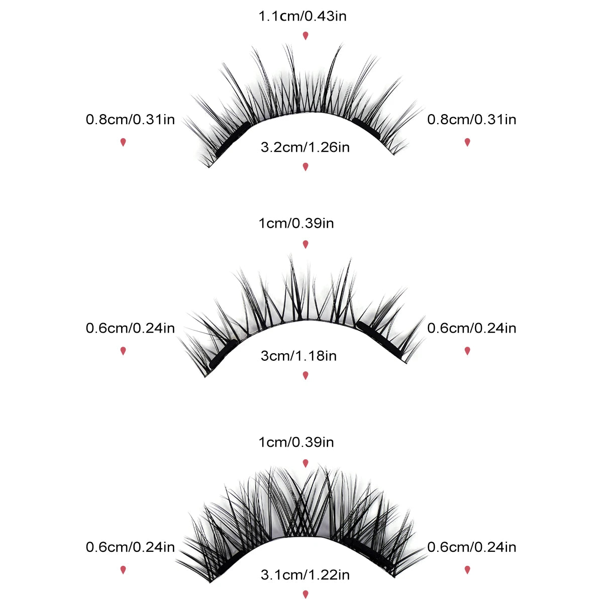 MAGEFY 3-Pair Magnetic Eyelashes Set | Glue-Free & Reusable Magnetic False Lashes QXL