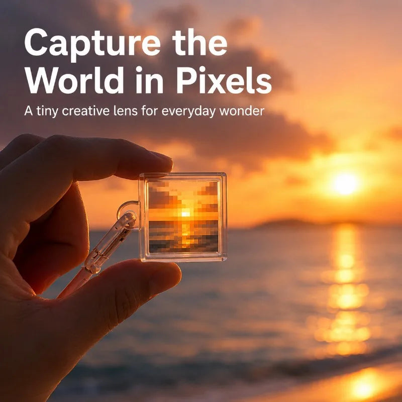 Pixel Lens Keychain | Square Prism Photo Filter & Carabiner Photo Filter Keychain QXL