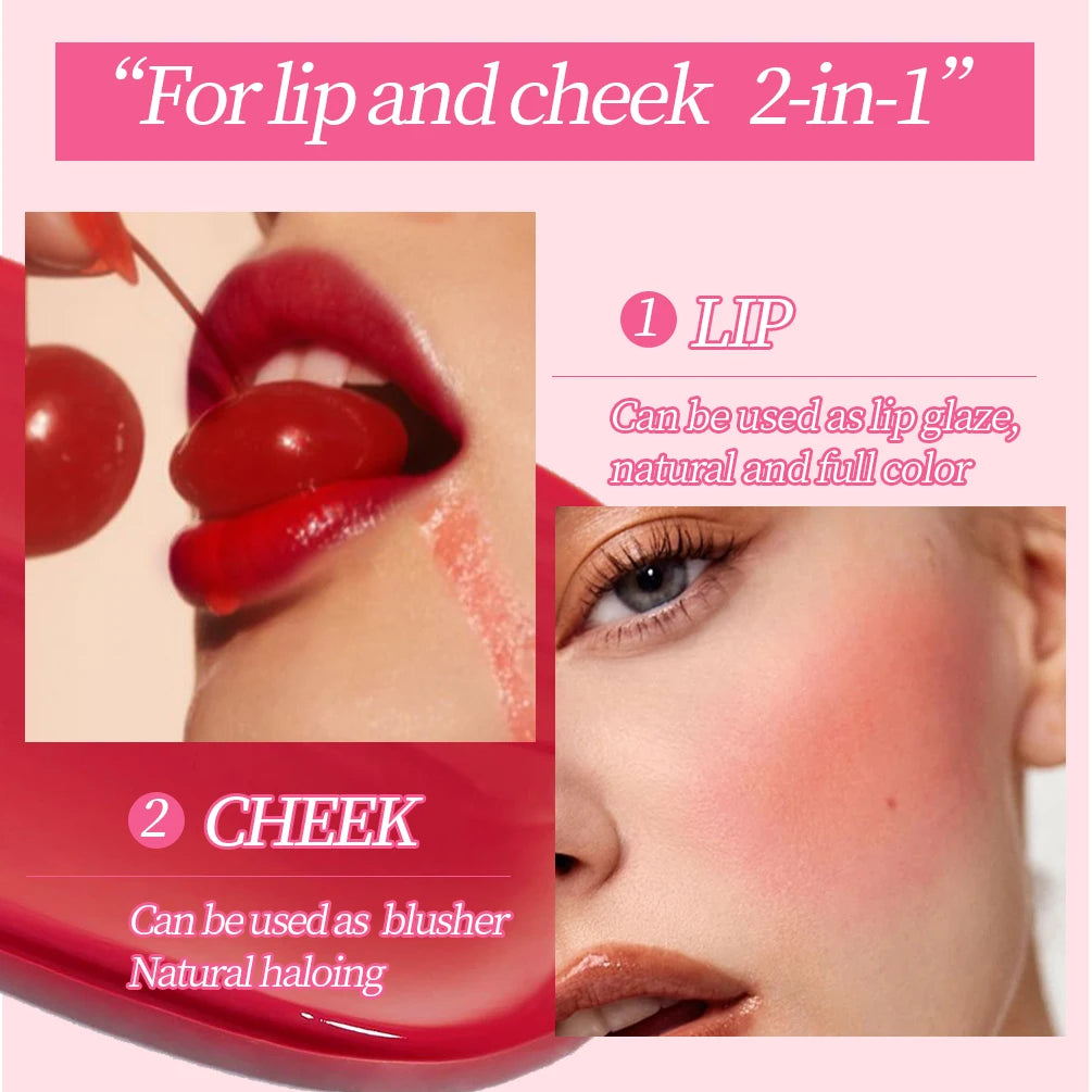QiBest 2-in-1 Lip Glaze & Blush Tint | Moisturizing Lip Oil Lip Glaze Tint QXL