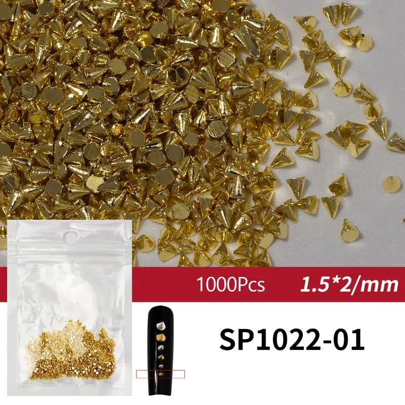 200-Pc Metal Rivet Nail Art Studs | Gold & Silver Punk Charms
