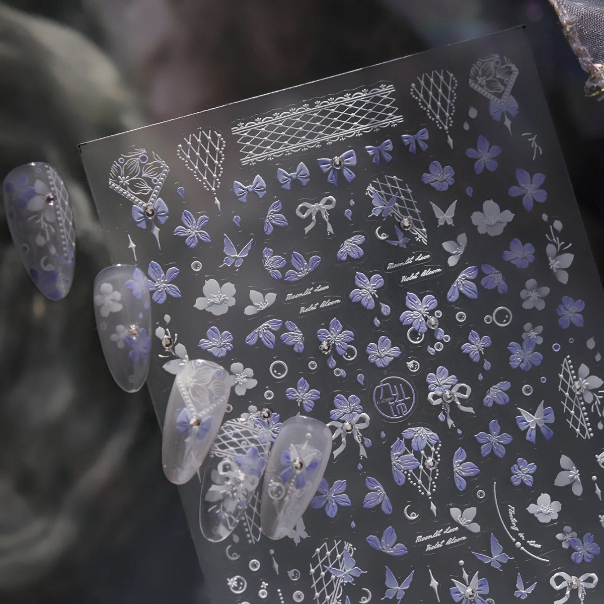 5D Nail Stickers Butterfly Lace Rhinestone Decals | NAILFYOU Nail Art Stickers QXL