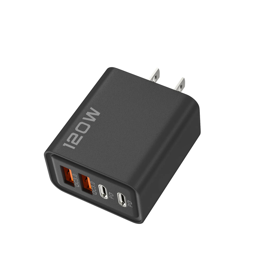 120W Multi-Port USB-C PD QC3.0 Fast Wall Charger Travel Adapter Wall Charger Adapter QXL Black US
