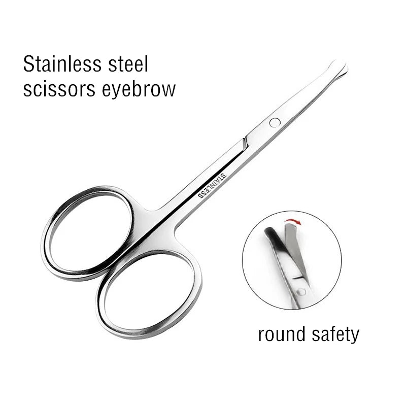 Stainless Steel Eyebrow & Nose Hair Scissors – Safety Round Tip Grooming Scissors QXL