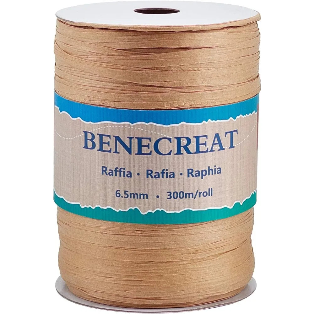 300m Natural Raffia Ribbon 6.5mm | Gift Wrapping & DIY Crafts Craft Ribbon QXL