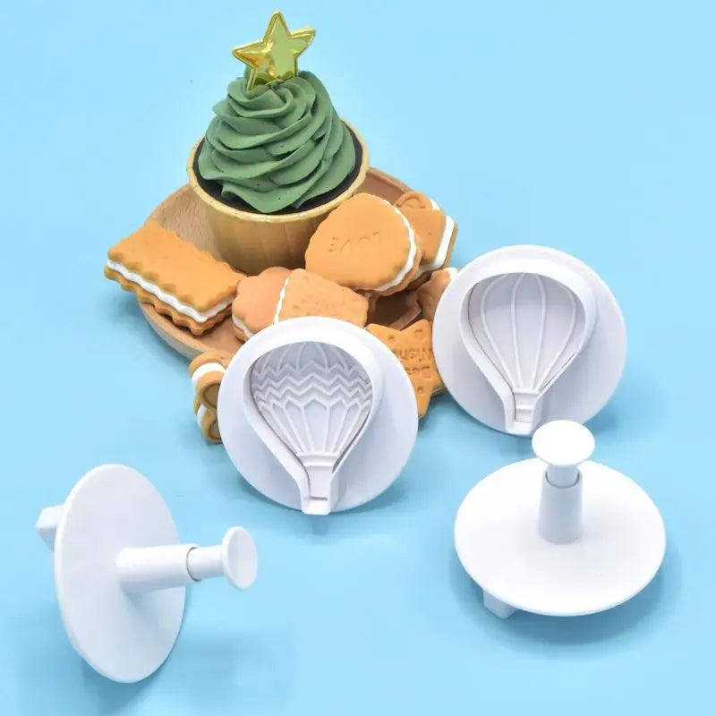 4-Pc Hot Air Balloon Cookie & Fondant Plunger Mold Set Cookie Fondant Mold QXL Default Title
