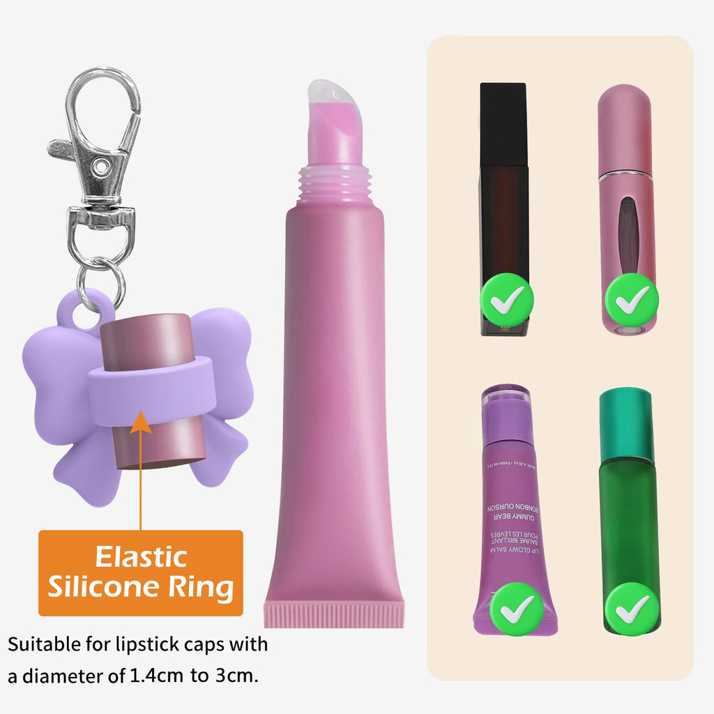 Silicone Lip Gloss Keychain Holder | Bow Heart Angel Wing Lip Gloss Keychain Holder QXL