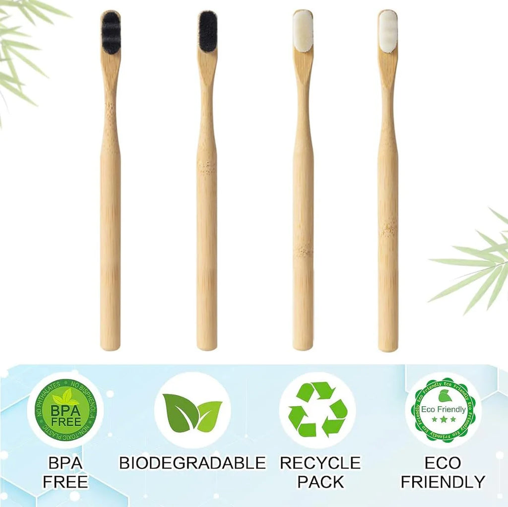 4-Pack Biodegradable Bamboo Toothbrush | 20,000 Soft Bristles Bamboo Toothbrush Set QXL