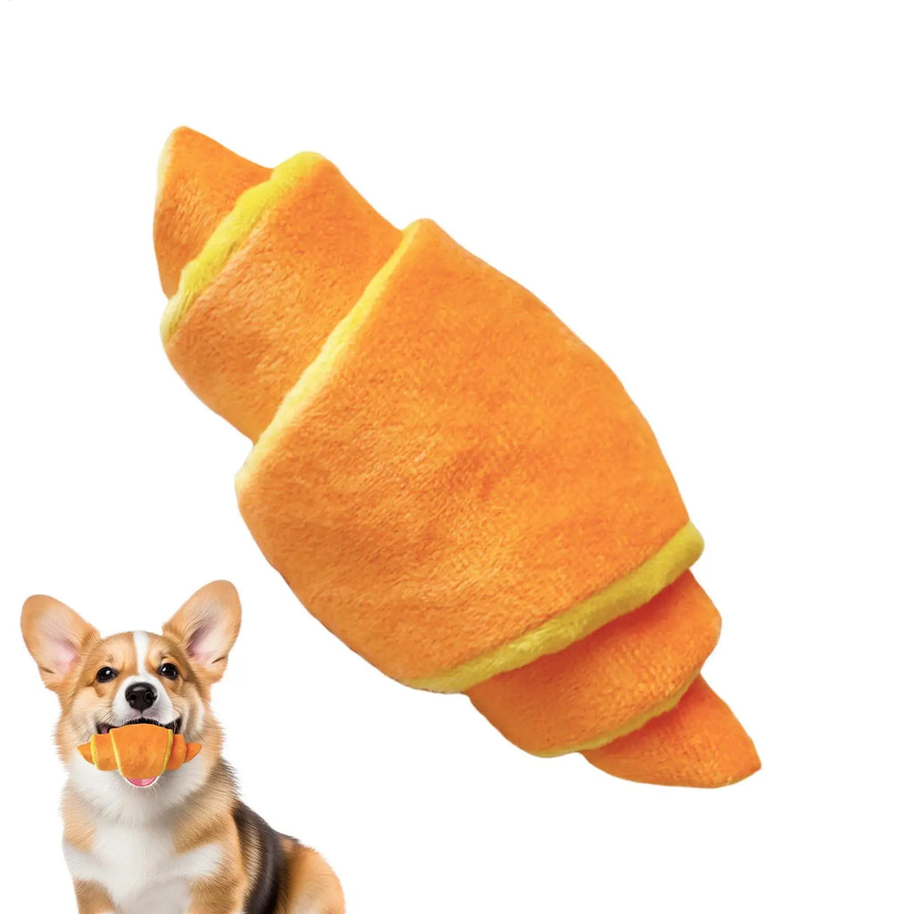 Croissant Squeaky Plush Dog Toy | Puppy Enrichment & Play Plush Dog Toy QXL