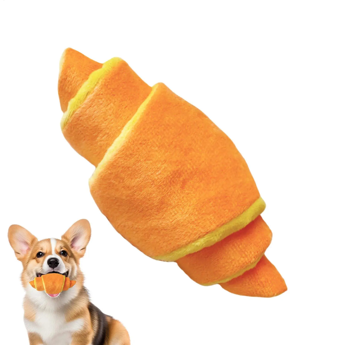 Croissant Squeaky Plush Dog Toy | Puppy Enrichment & Play Plush Dog Toy QXL