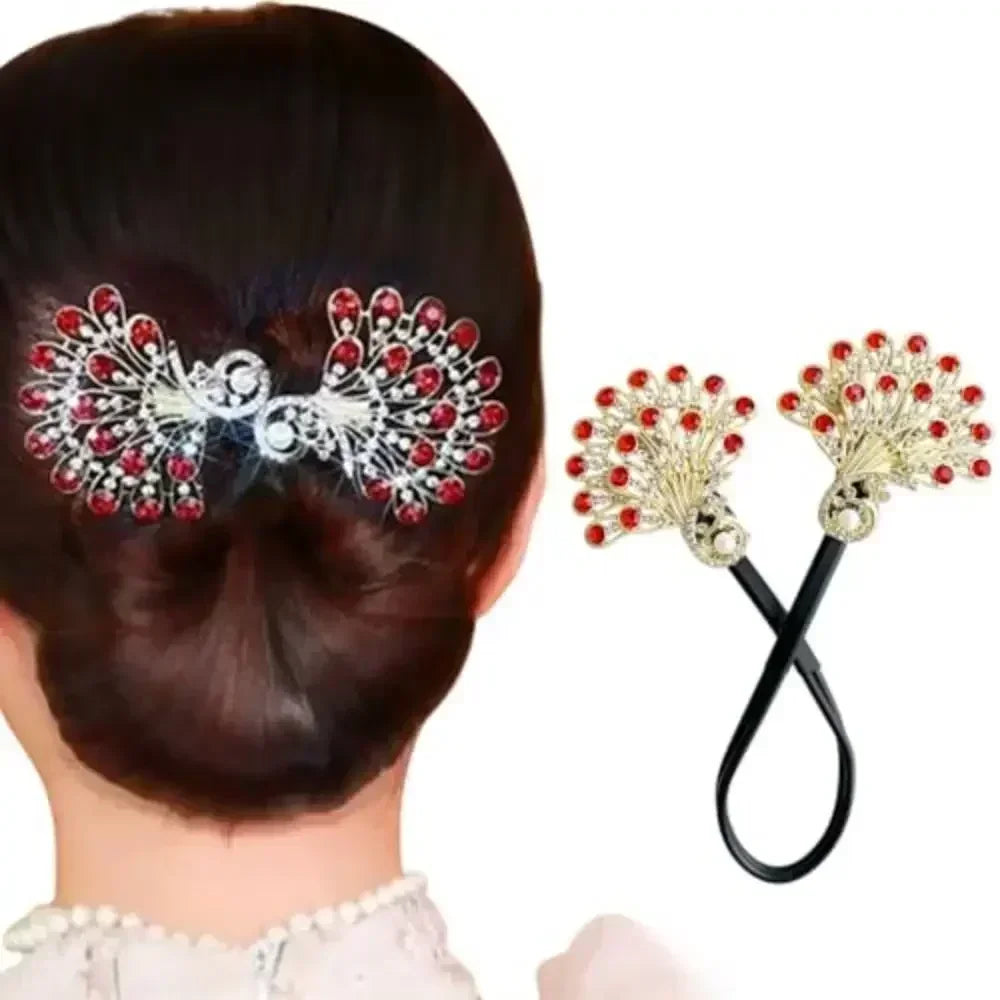 Peacock Hair Bun Maker Twist Snap Tool | Elegant Style Hair Bun Maker QXL