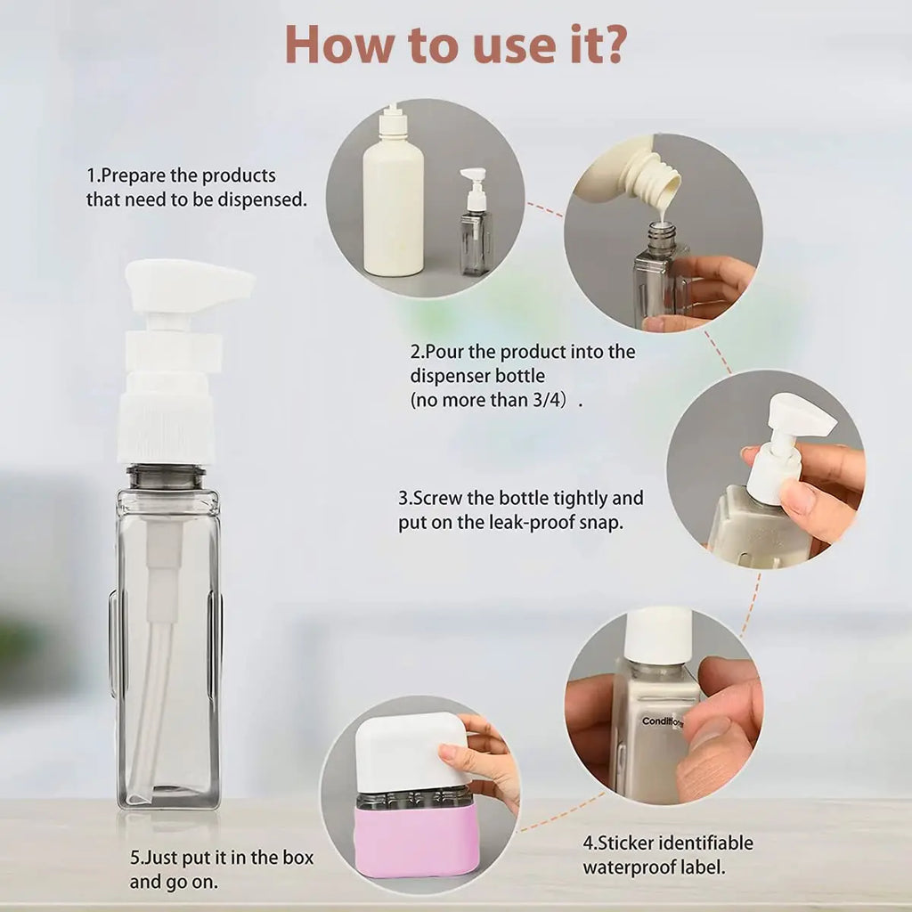 4-Piece TSA Approved Leak-Proof Travel Bottles Set | 50ml Travel Bottle Set QXL