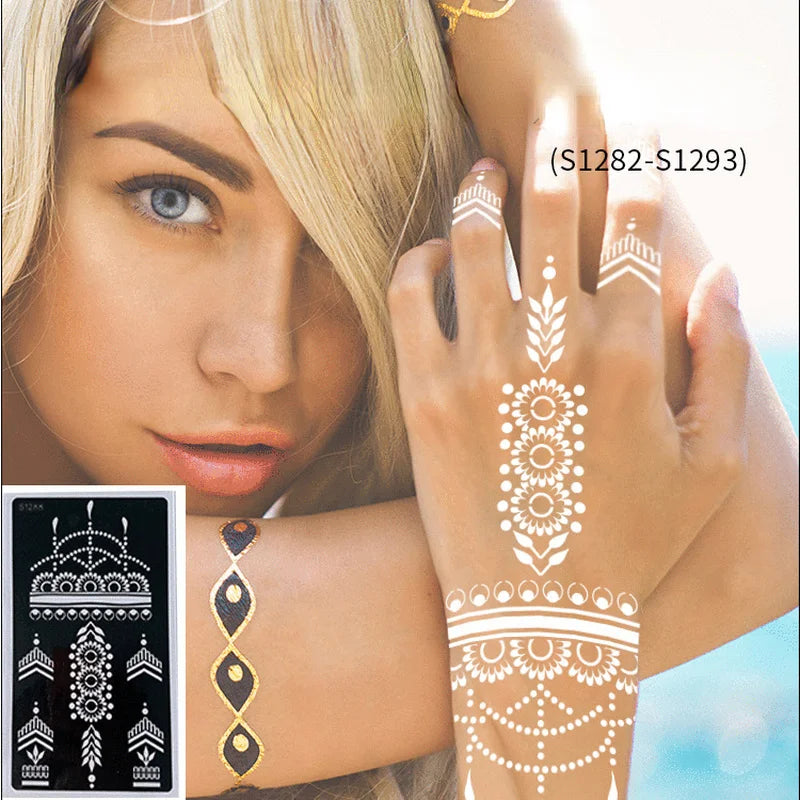 Indian Henna Hollow Tattoo Stencil | Temporary Body Art Template Tattoo Stencil QXL