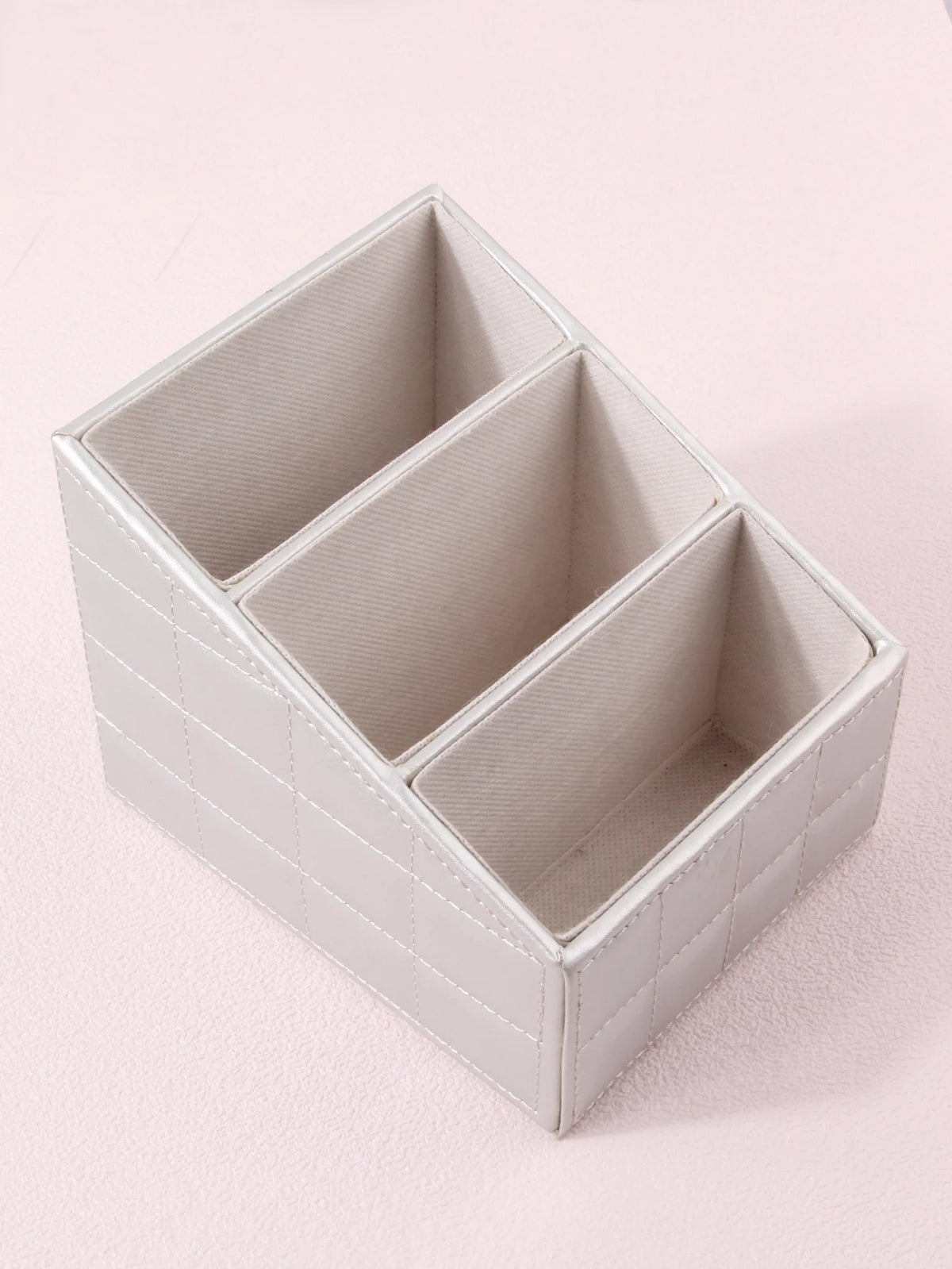 KOSSHOW 3-Grid PU Makeup Brush Holder & Storage Box Makeup Brush Holder QXL Silver