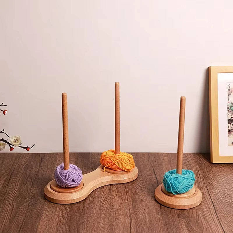 Rotatable Wooden Yarn Holder & Thread Spool Rack | Crochet Yarn Holder Rack QXL
