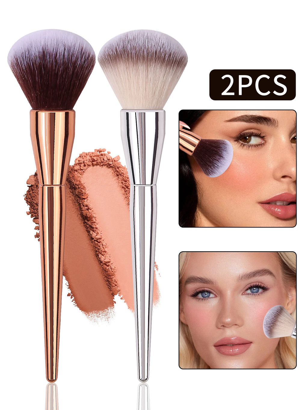 Multi-Functional Makeup Brush Set | Eye Shadow & Blush Makeup Brush Set QXL Gold and Silver