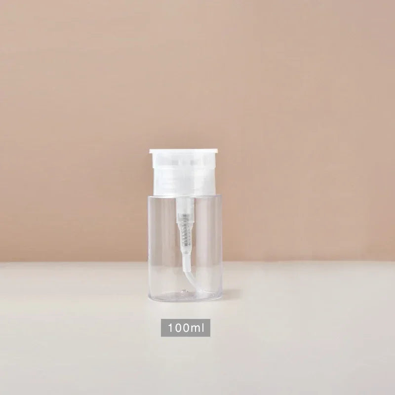 Refillable Press Pump Dispenser Bottle | Nail & Makeup 100–200ml Pump Dispenser Bottle QXL clear 100ml