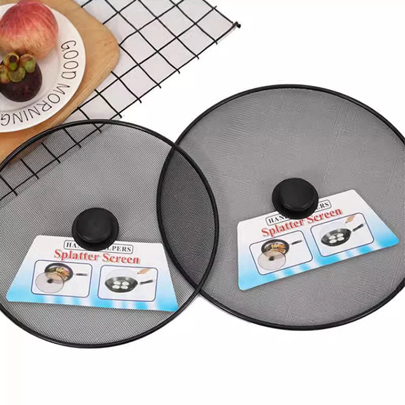 Black Fine Mesh Splatter Screen | Frying Pan Oil Guard Splatter Screen QXL
