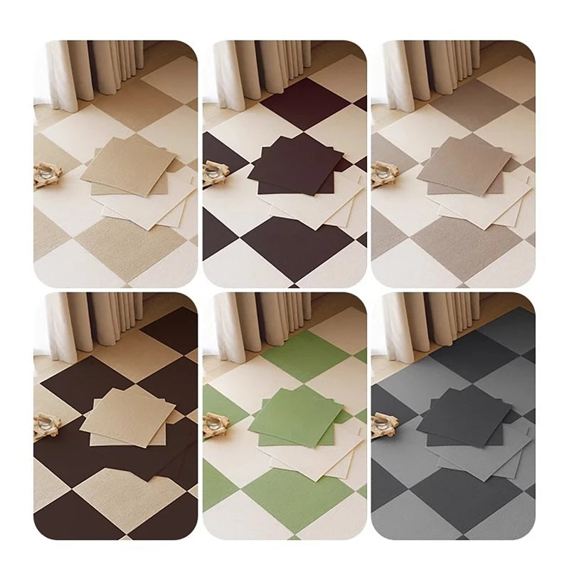 10-Pc Self-Adhesive Carpet Tiles | Anti-Slip Patchwork Floor Mats Carpet Tiles QXL