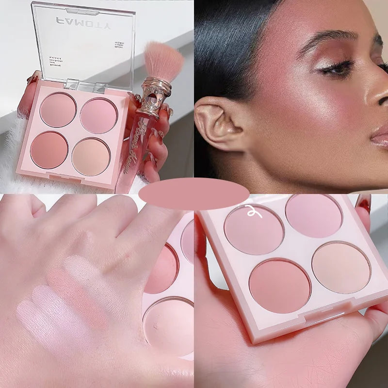 4-Color Matte Blush Powder Palette | Warm Cheek Tones Blush Powder Palette QXL