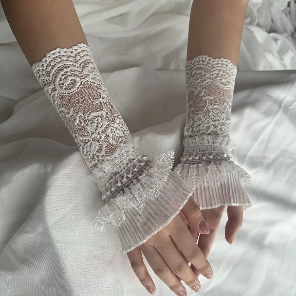 Lace Floral Wrist Covers | Stretchy Knit Arm Sleeves for Women Lace Arm Sleeves QXL