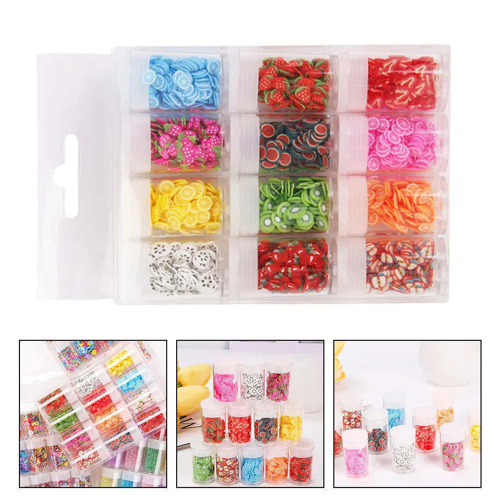 12-Box Polymer Clay Fruit Nail Art Slices | DIY Decorations Nail Art Slices QXL Default Title