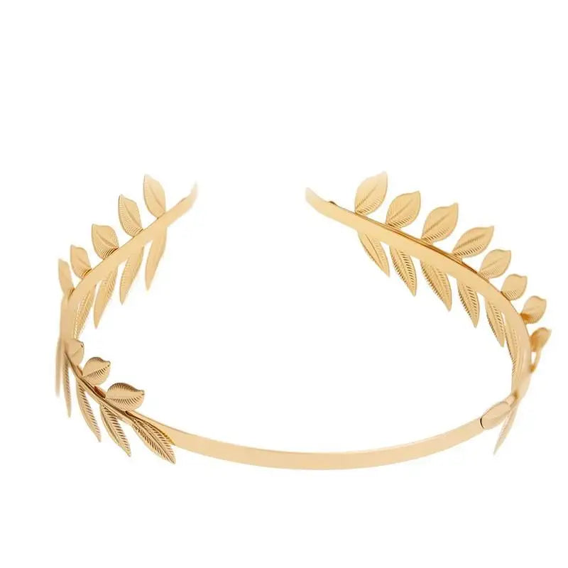 Gold Leaf Crown Tiara Headband | Bridal & Goddess Hair Piece Bridal Crown Headband QXL