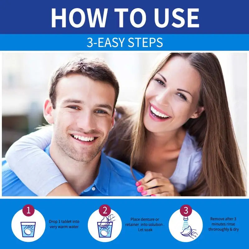 100-Pack Denture Cleaning Tablets | Stain Remover & Fresh Breath Denture Cleaning Tablets QXL