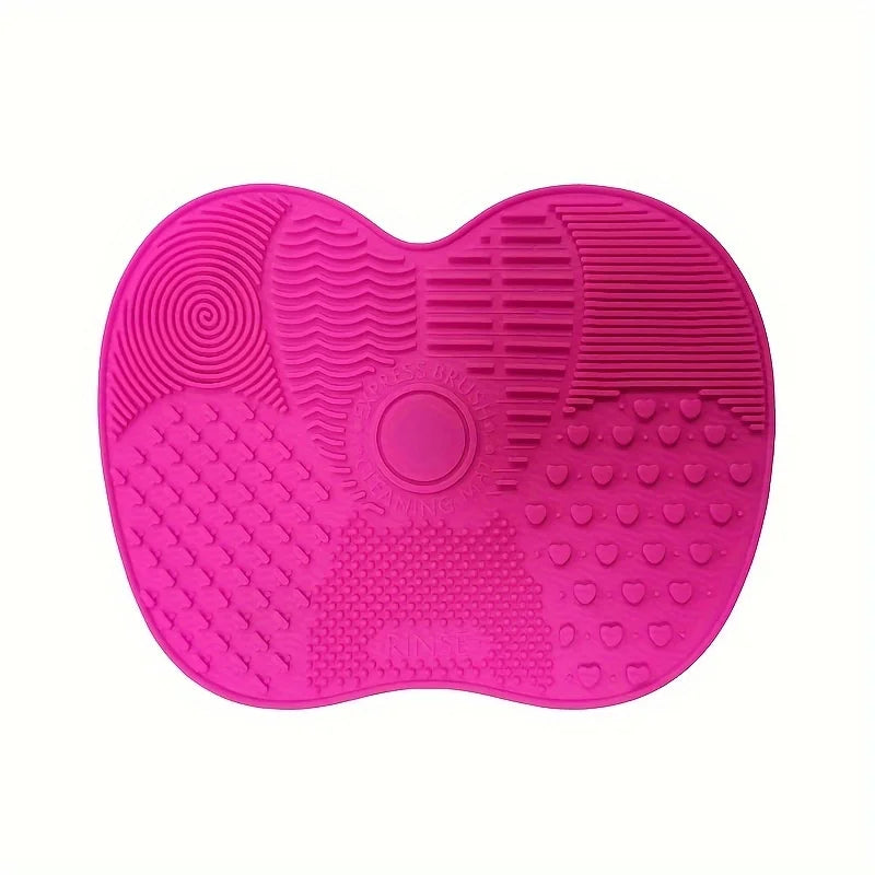 Silicone Apple Makeup Brush Cleaning Pad with Suction Cup Brush Cleaning Pad QXL 1PC-Rose Red