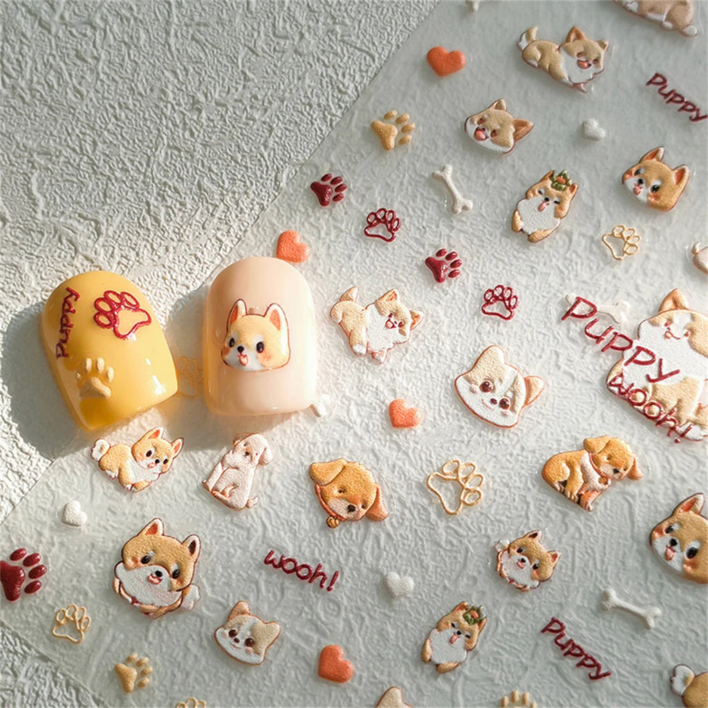5D Kawaii Corgi Nail Art Stickers | Self-Adhesive Decals Nail Art Stickers QXL