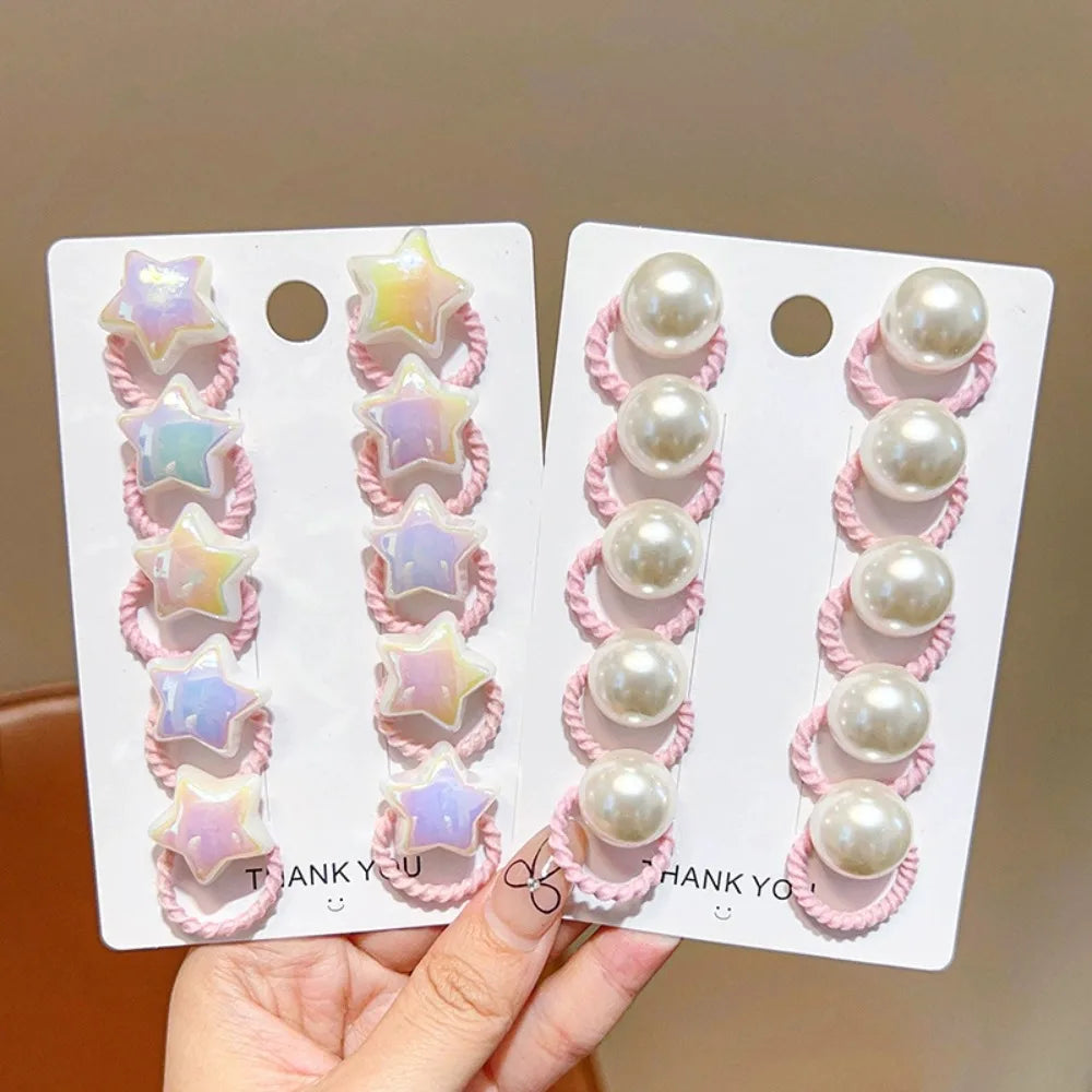 10-Pack Cute Elastic Hair Ties for Girls | Korean Ponytail Set Elastic Hair Ties QXL