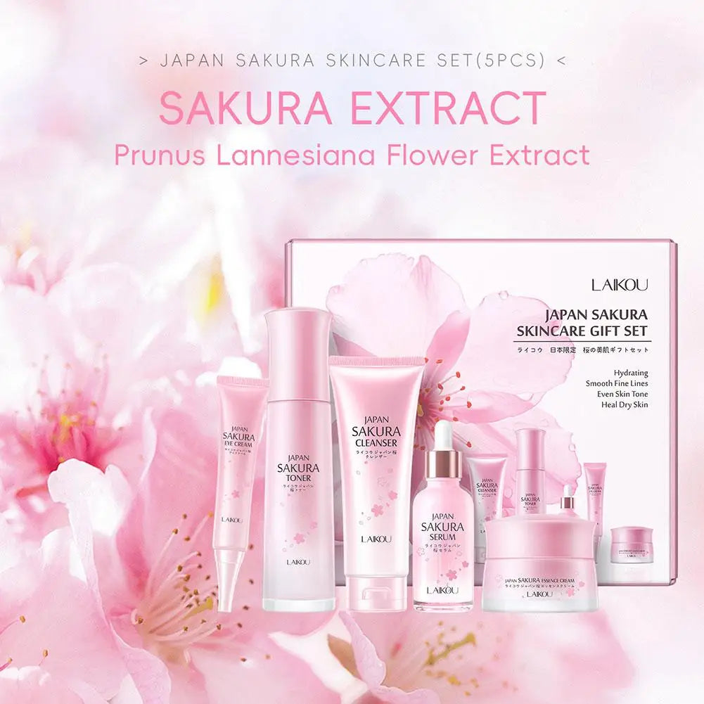 LAIKOU Sakura 5-Piece Skincare Set | Serum, Cream & Brightening Skincare Gift Set QXL