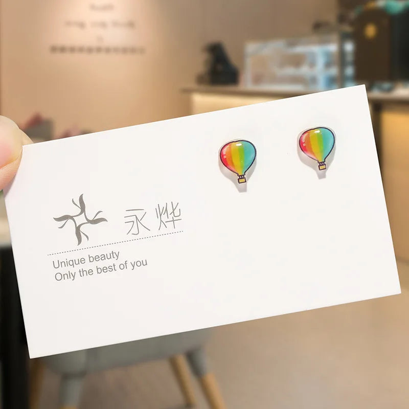 Magnetic Clip-On Stud Earrings | Non-Piercing Stainless Steel Clip-On Earrings QXL Hot Air Balloon