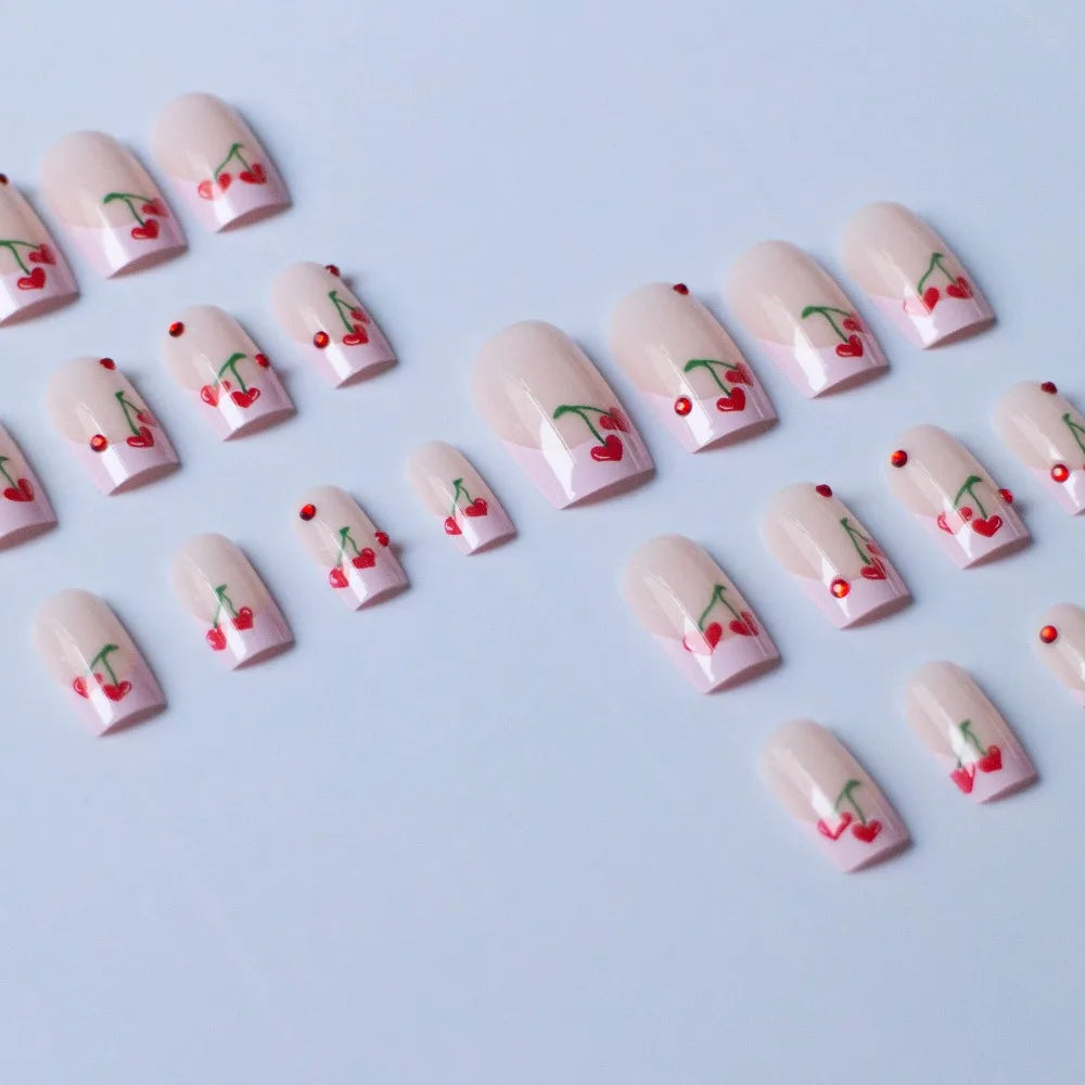 24-Pack Ballerina French Press-On Nails | Short Square Full Cover Press-On False Nails QXL