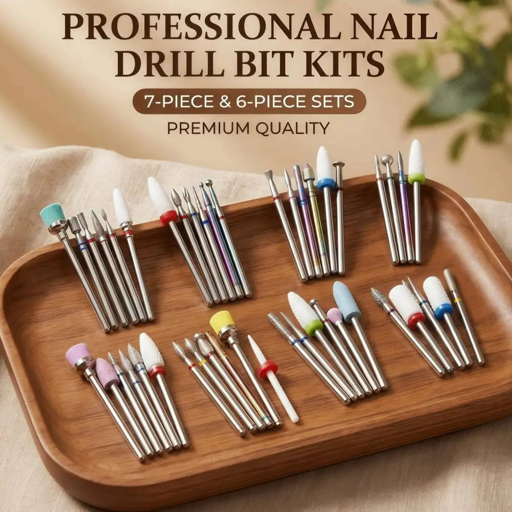 7-Piece Nail Drill Bit Set | Ceramic, Steel & Diamond Kit Nail Drill Bit Set QXL