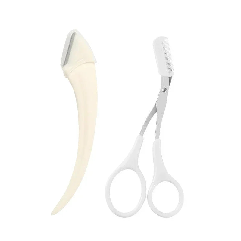 Eyebrow Trimmer Razor & Comb Set – 1/2/3 Pcs Face Shaper Eyebrow Trimmer Razor QXL C613-white 1A1B