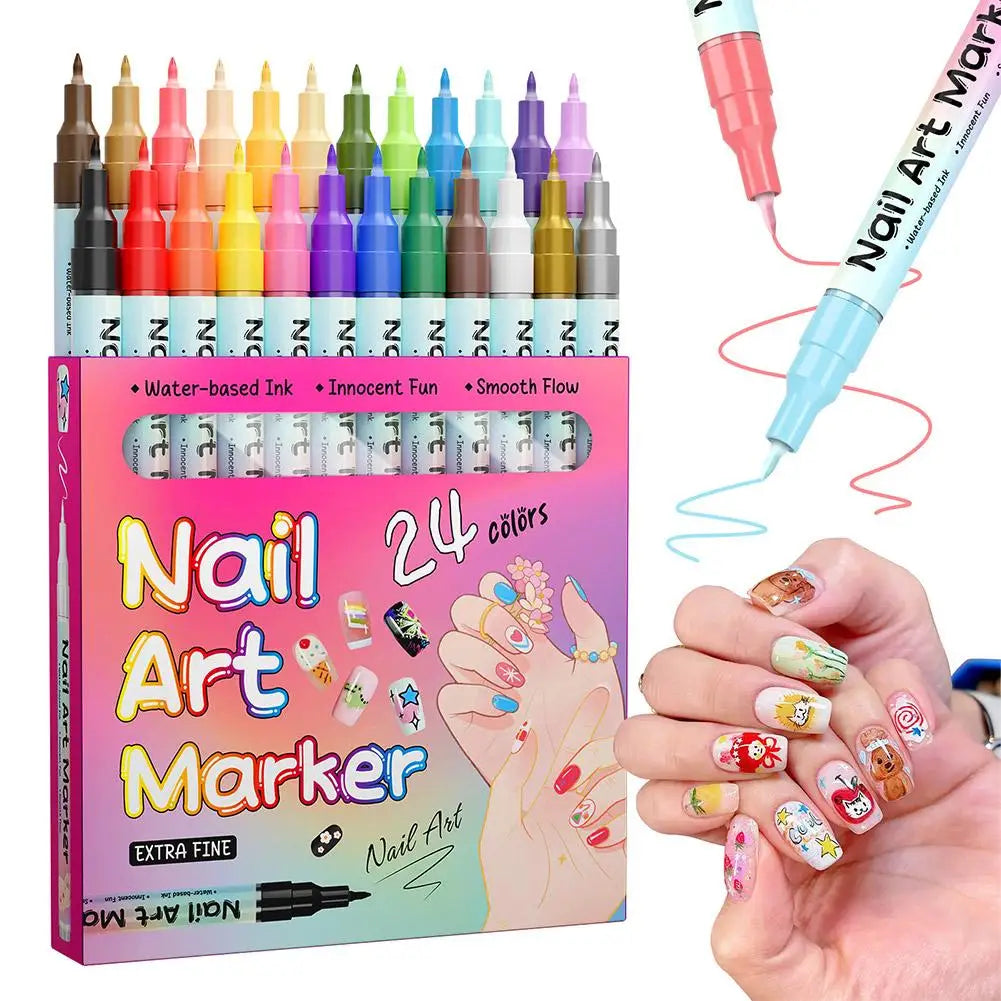 12/24-Color 3D Nail Art Pen Set | Acrylic Paint Liner & Dotting Nail Art Pen Set QXL