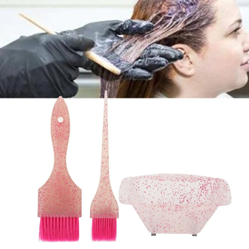 Pink Hair Dye Kit – Bowl, Pointed & Wide Brush Set | 3-Piece Hair Dye Brush Kit QXL