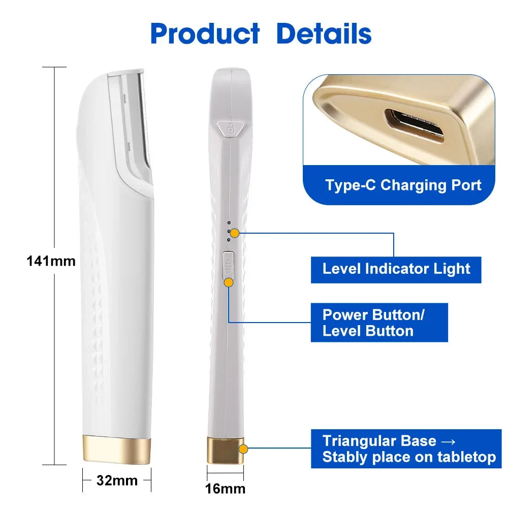 LED Sonic Dermaplane Razor | 3 Speeds, 6 Blades, Rechargeable Dermaplane Razor QXL