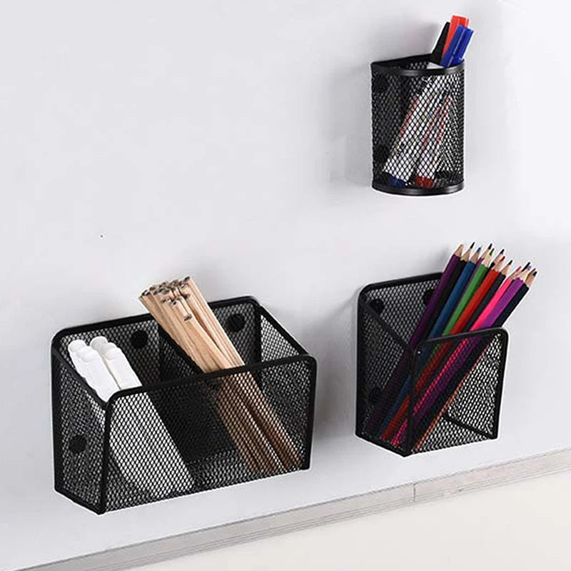 Magnetic Pencil Holder Metal Mesh Basket Desktop Organizer Magnetic Desk Organizer QXL