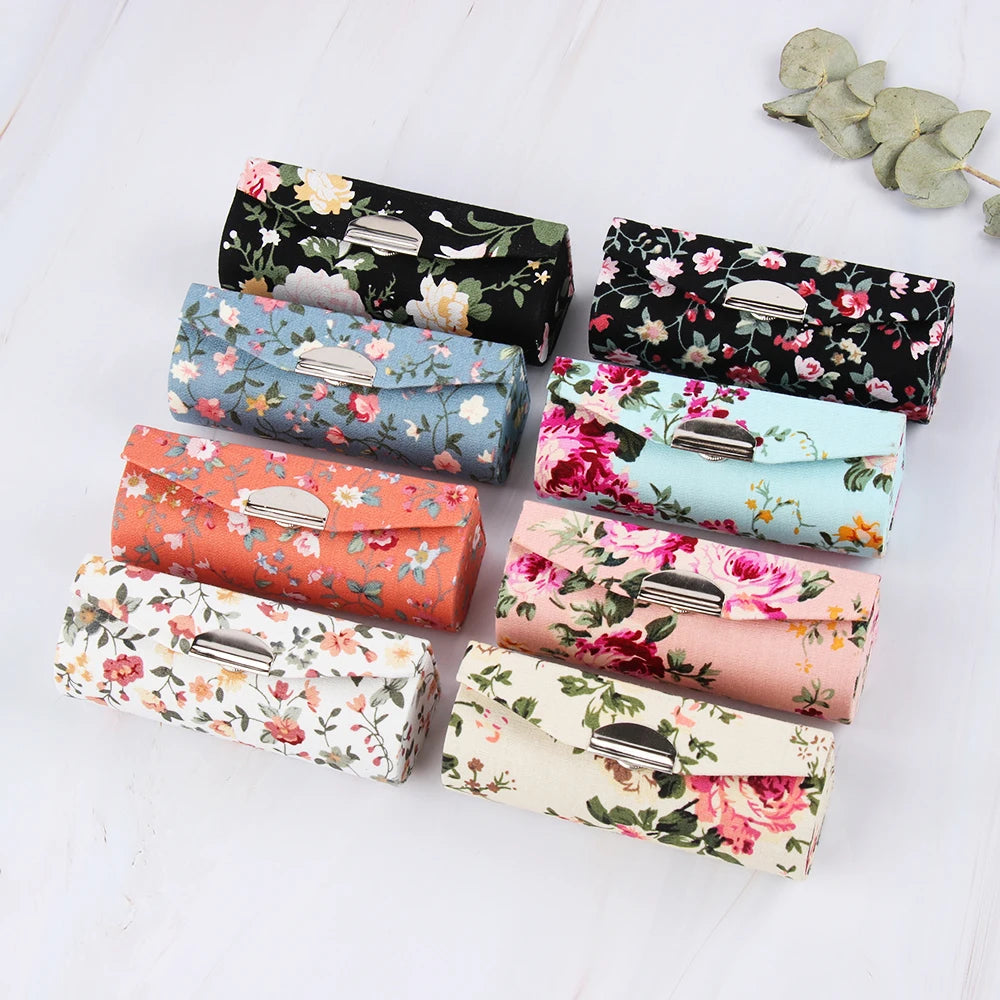 Retro Embroidered Flower Lipstick Case with Mirror | 4 Colors Lipstick Case QXL