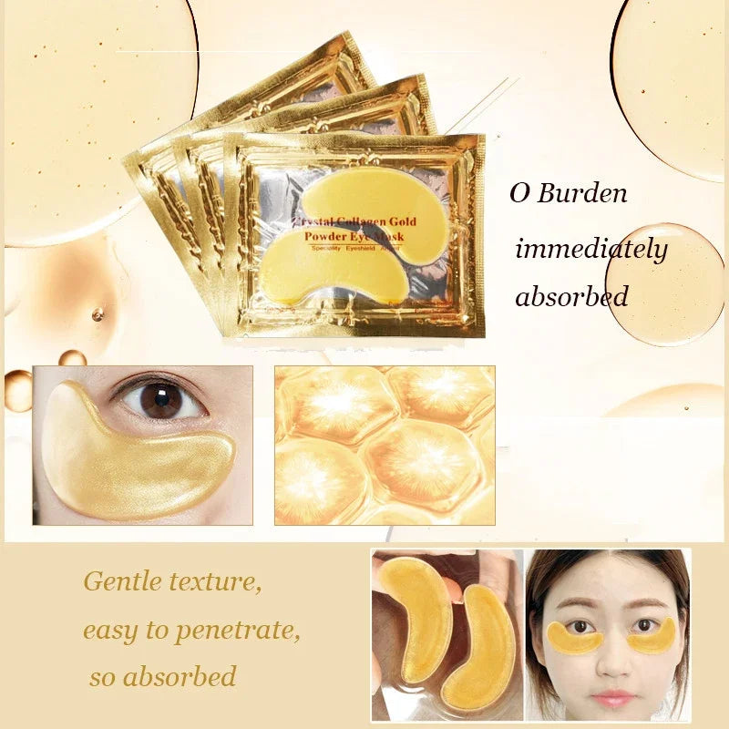 Crystal Collagen Gold Eye Patches | 50–100 Pcs Under-Eye Mask Collagen Eye Patches QXL