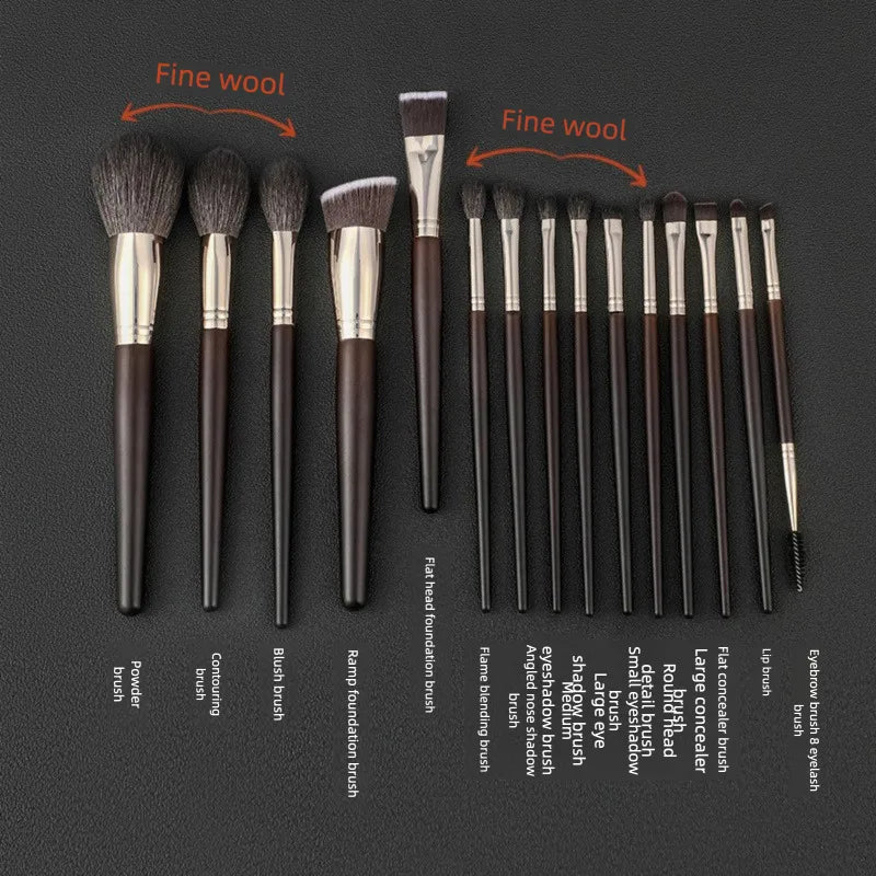 15-Piece Wool Makeup Brush Set | Eyeshadow, Foundation & More Makeup Brush Set QXL