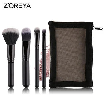 ZOREYA 4-Piece Mini Makeup Brush Set | Wool Fiber Short Handle Makeup Brush Set QXL 4-piece bag set