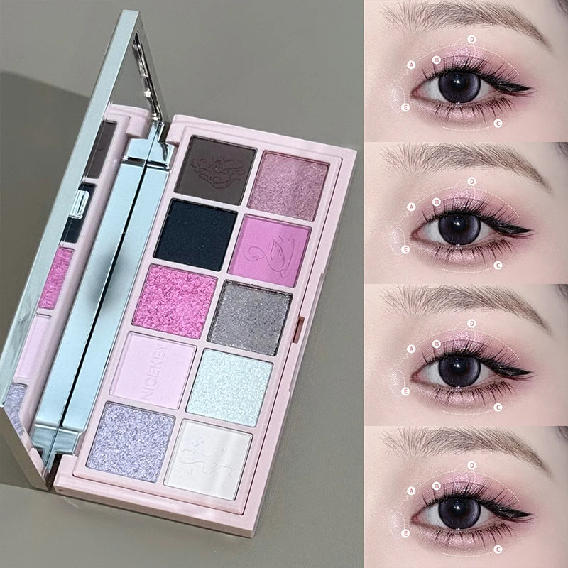 NICEKEY 9-Pc Makeup Gift Set | Lip Gloss, Eyeshadow & Contour Face Makeup Set QXL
