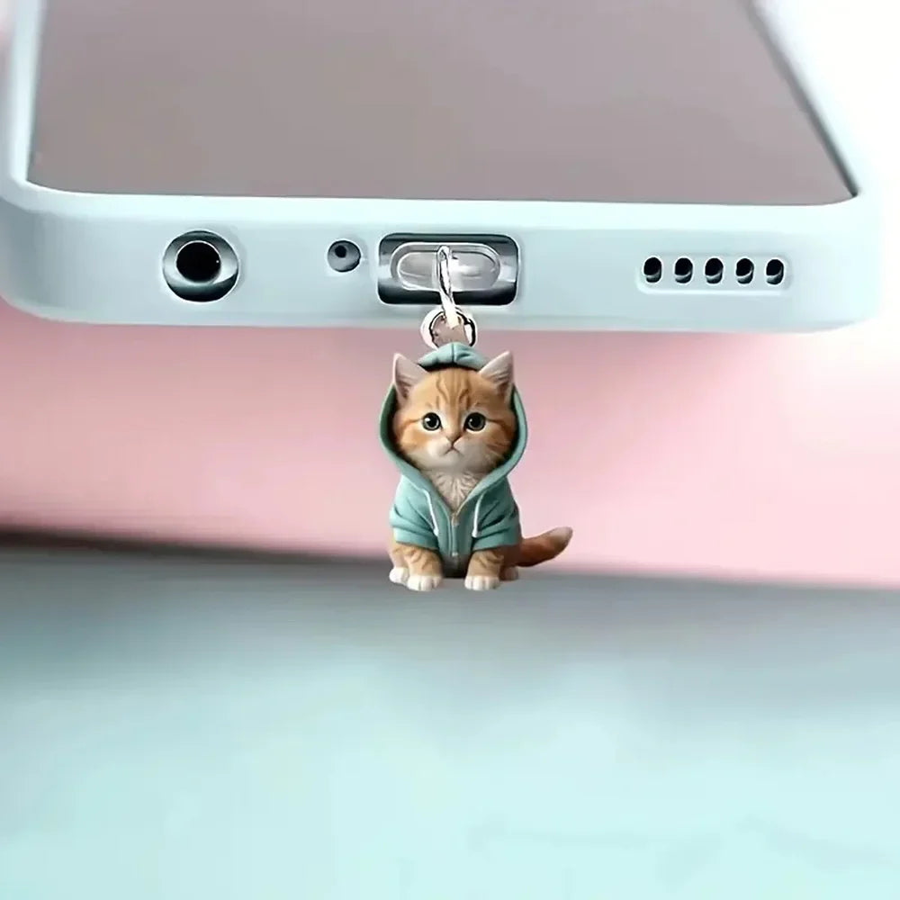 Cartoon Cat Dust Plug Pendant | iPhone & USB-C Charm Phone Dust Plug Charm QXL