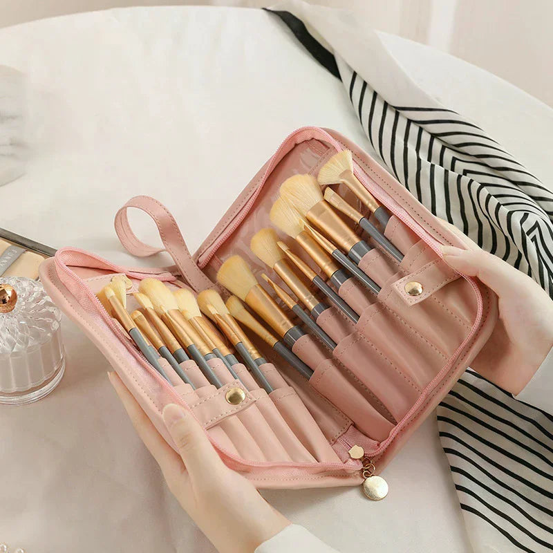 Waterproof Stand-Up Travel Makeup Brush Bag | Foldable Case Makeup Brush Bag QXL