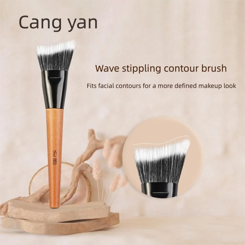 Angled Contour & Blush Brush | Soft Synthetic Wave Dot Contour Makeup Brush QXL