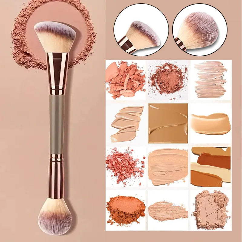 2-in-1 Double-Ended Flame Contour & Foundation Brush Dual Makeup Brush QXL