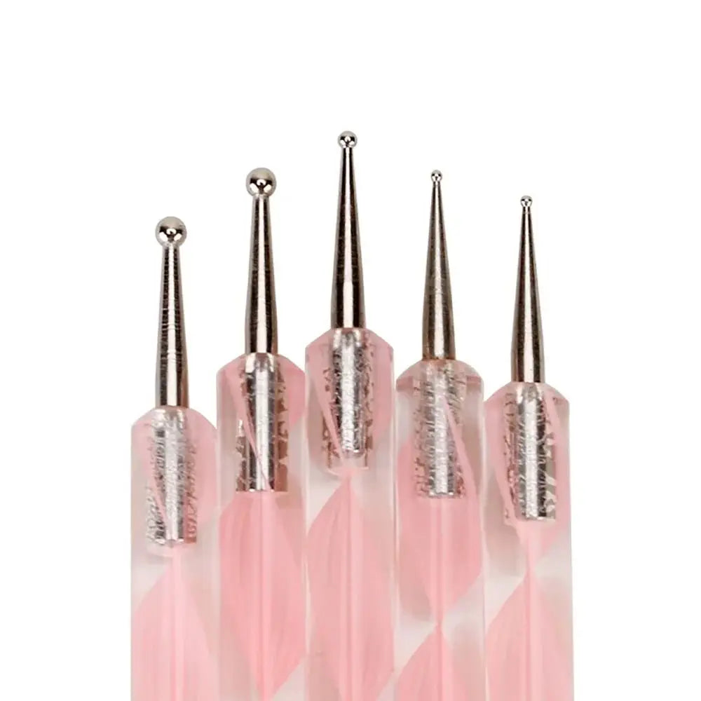 5-Piece 2-Way Nail Art Dotting Pens | Marbling & Flower Set Nail Dotting Pen Set QXL